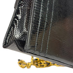 Chanel Black Lizard Leather Envelope Flap Bag 1986