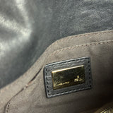 Fendi Black Leather Mini Chain Baguette