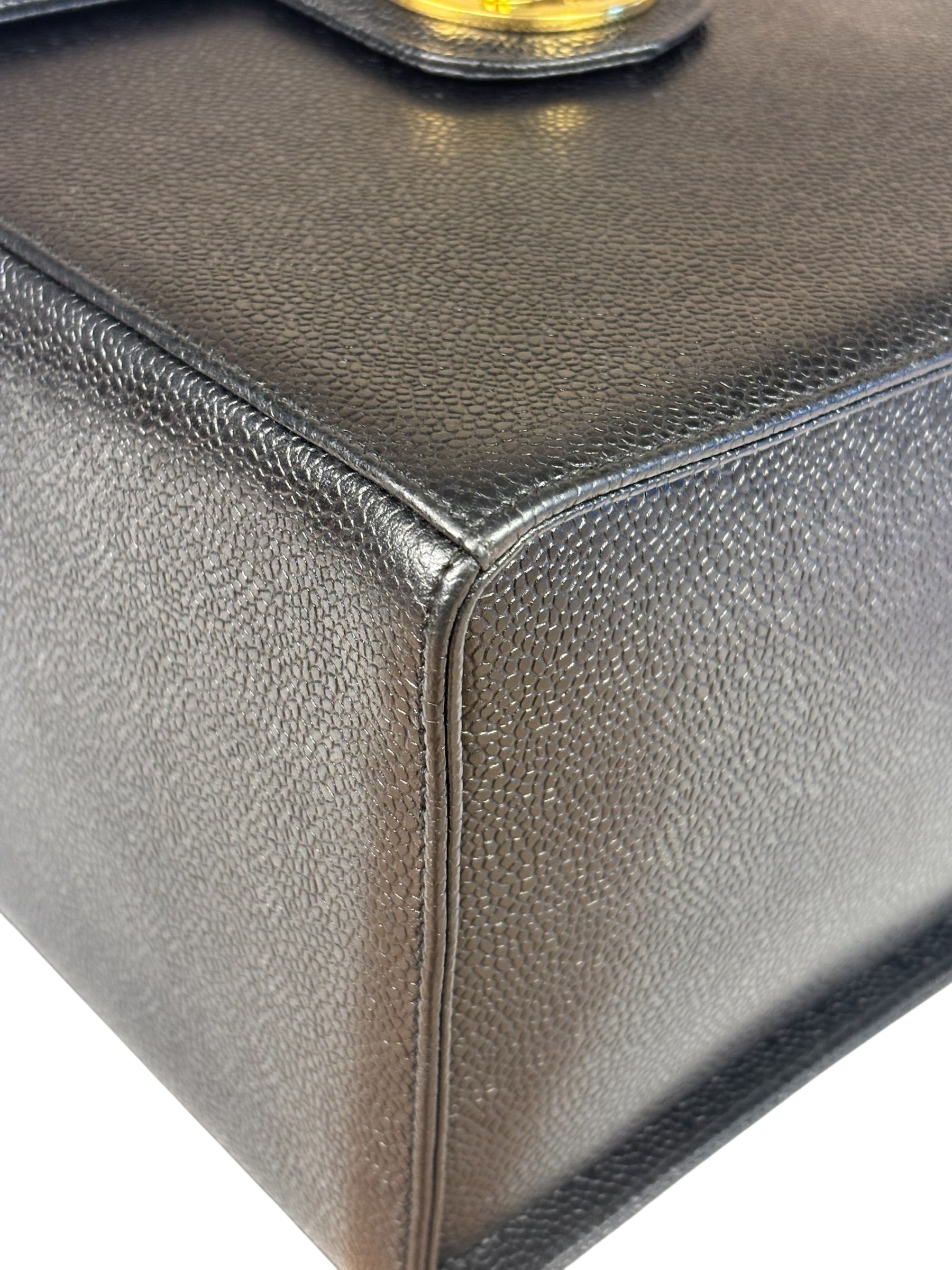Chanel Black Caviar Leather Vanity Train Case 1995