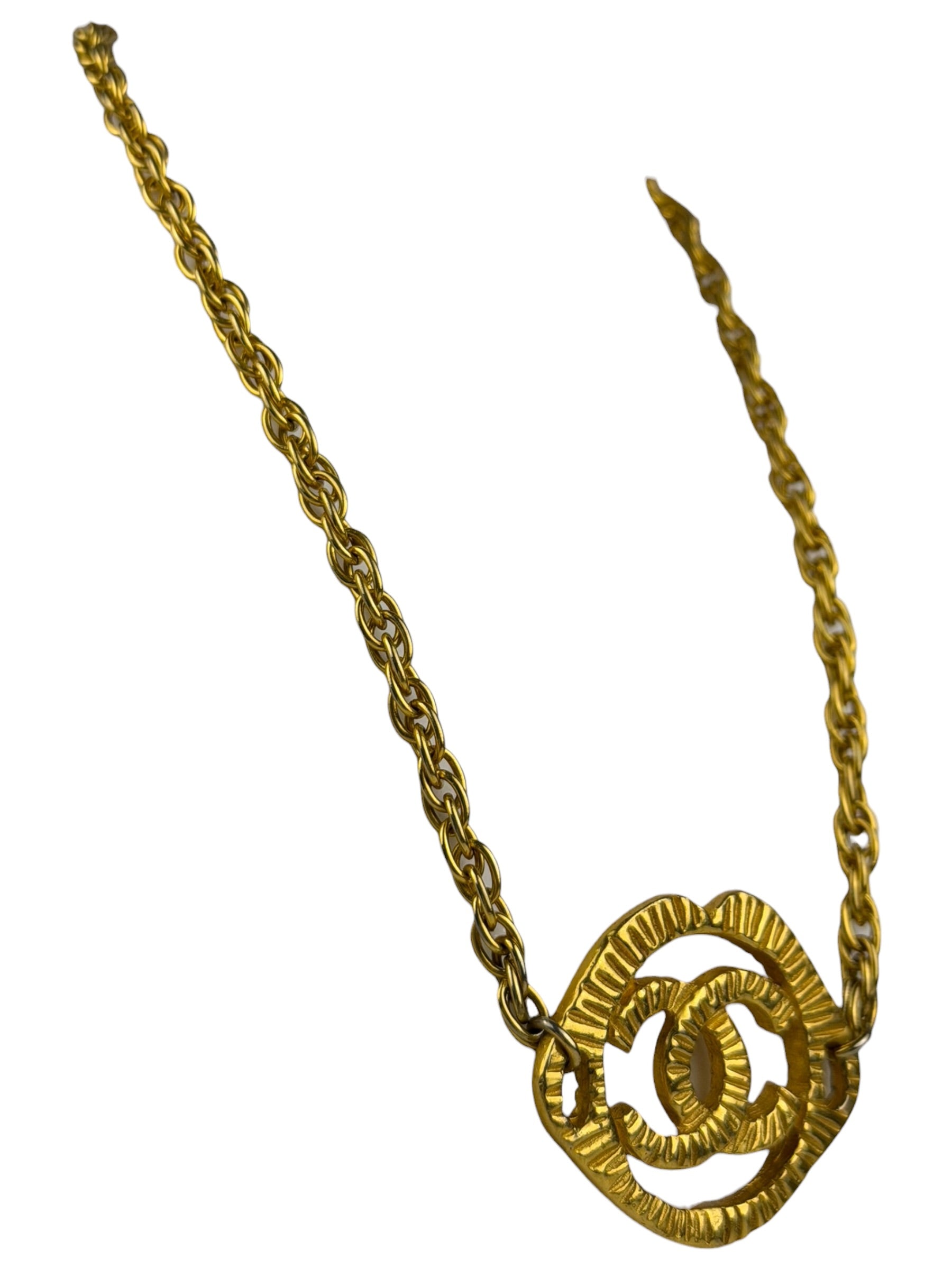 Chanel Vintage CC Gold-Plated Pendant Costume Necklace