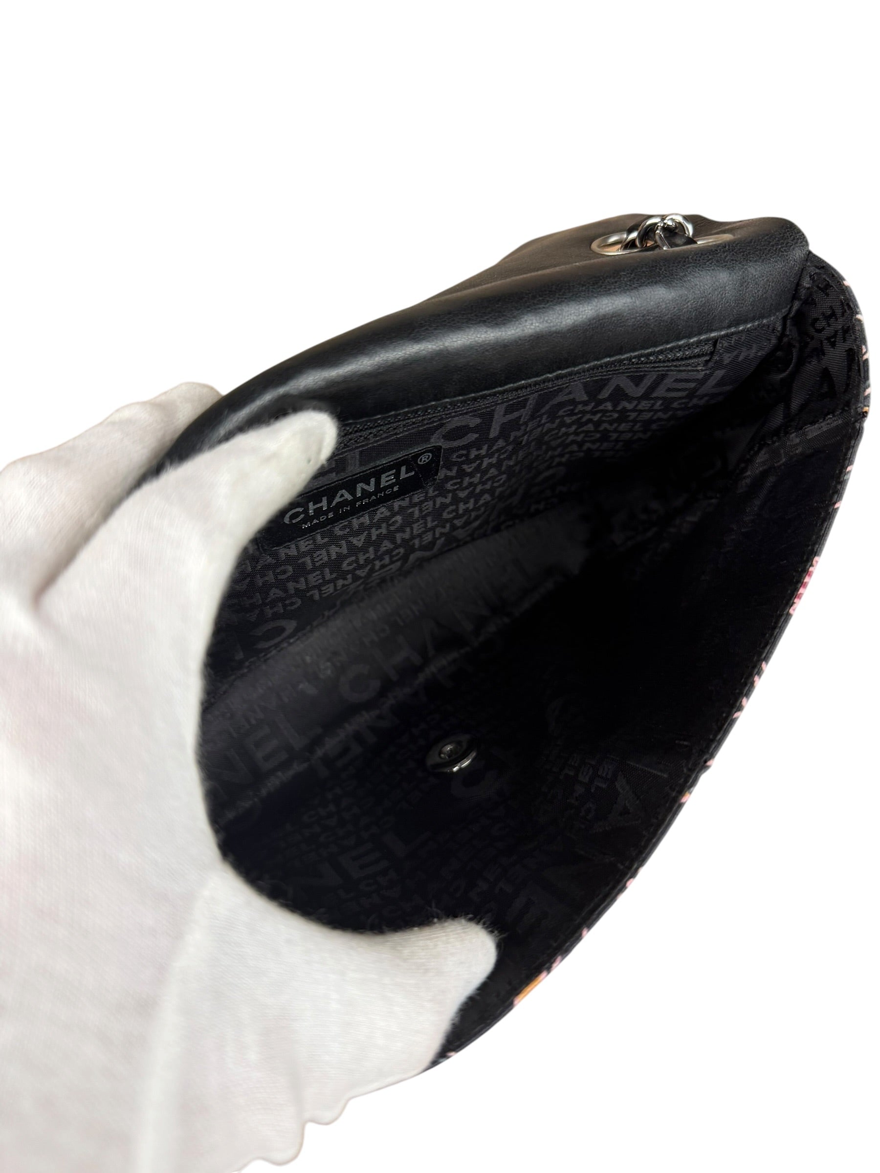 Chanel Lipstick Black Satin Single Flap Bag 2005