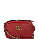 Gucci Red Leather Marmont Small Camera Bag