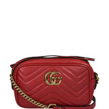 Gucci Red Leather Marmont Small Camera Bag