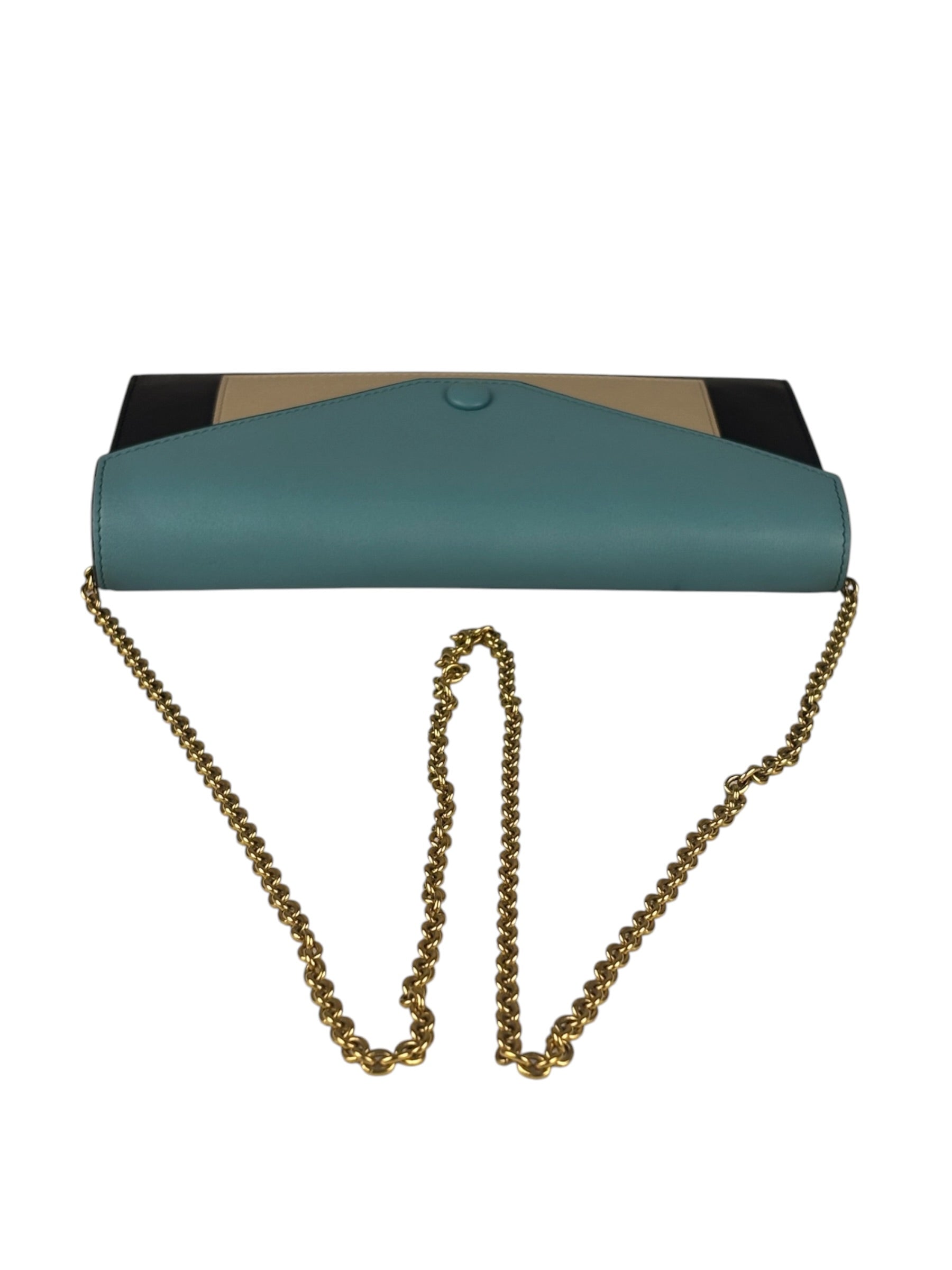 Celine Multi-Colored Leather Pocket Envelope Chain Wallet