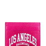 Balenciaga Leather Los Angeles Card Holder Fuchsia
