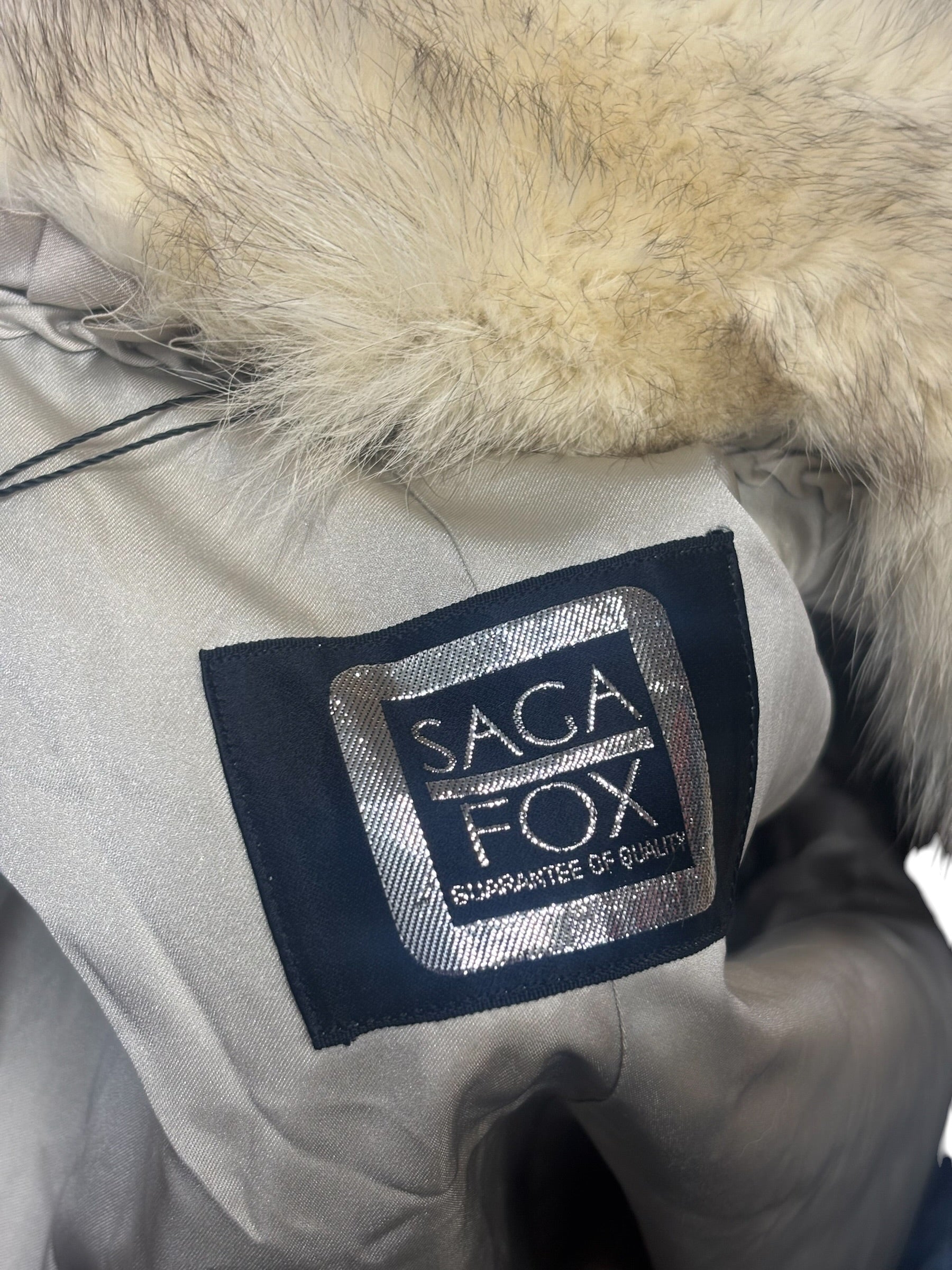 Saga White/Grey Fox Fur Coat