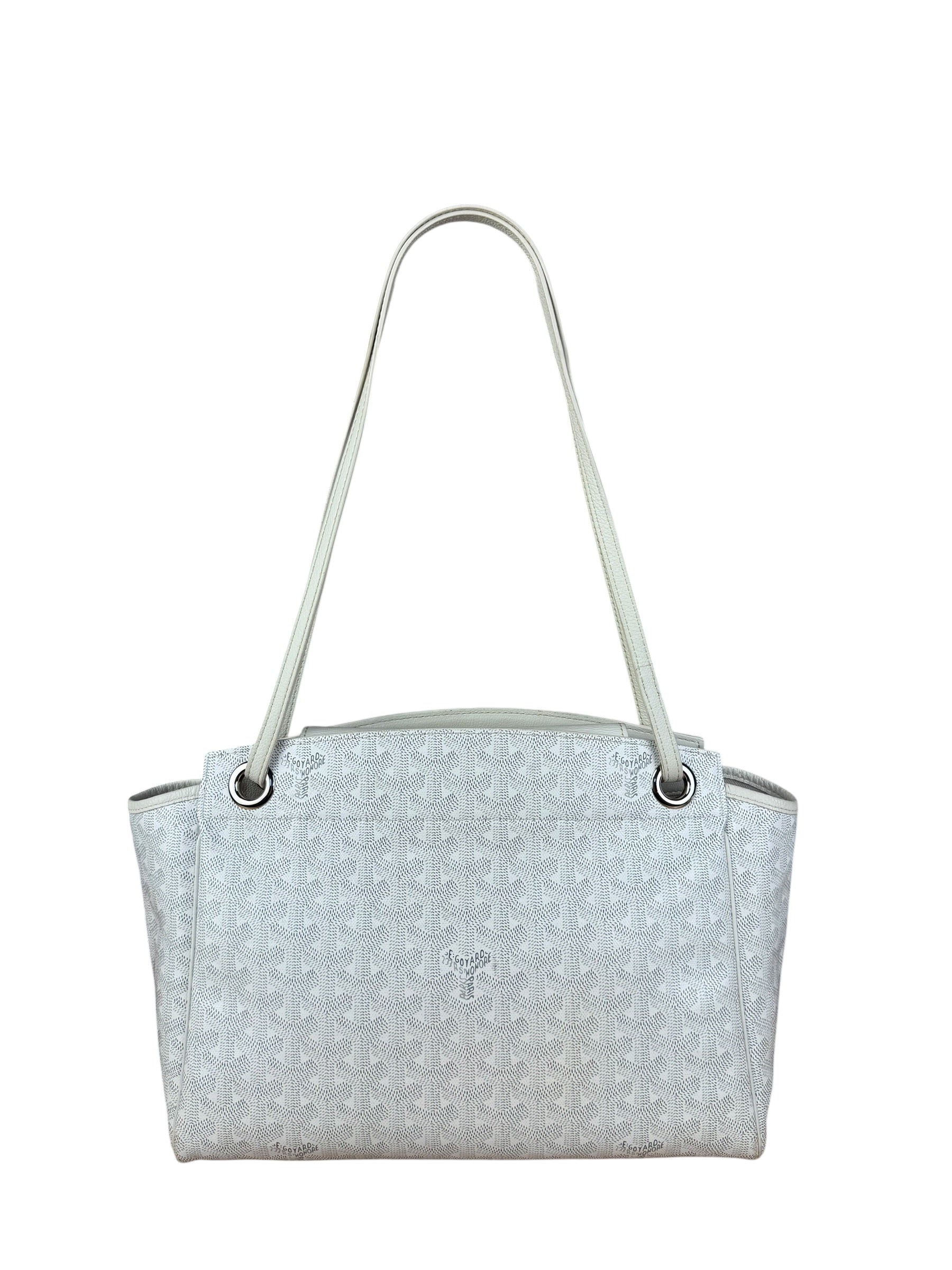 Goyard White Goyardine Sac Rouette PM Shoulder Tote