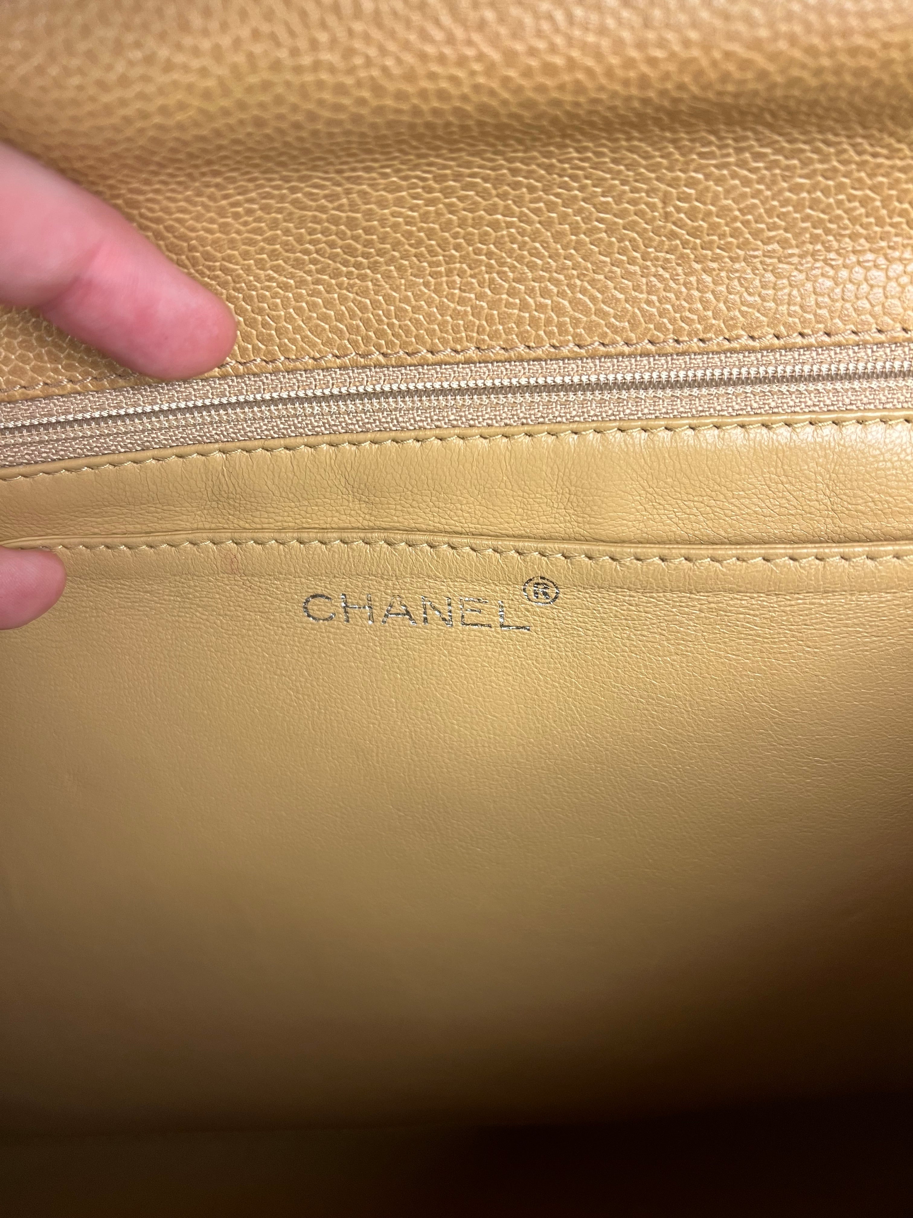 Chanel Beige Calfskin Kelly Top Handle Bag 2001