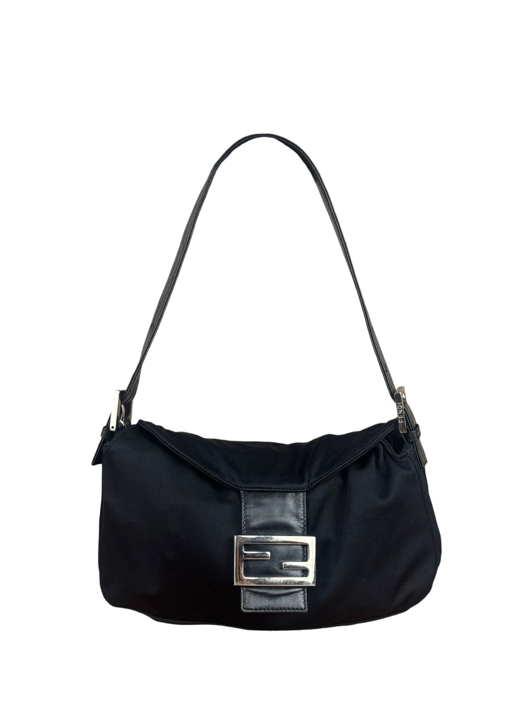 Fendi Vintage Black Mamma Baguette Shoulder Bag
