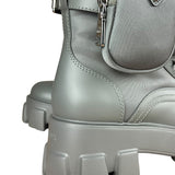 Prada Monolith Leather and Re-Nylon Pouch Boots