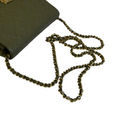 Chanel Olive Green Quilted Caviar Boy Flap Wallet On Chain 2017