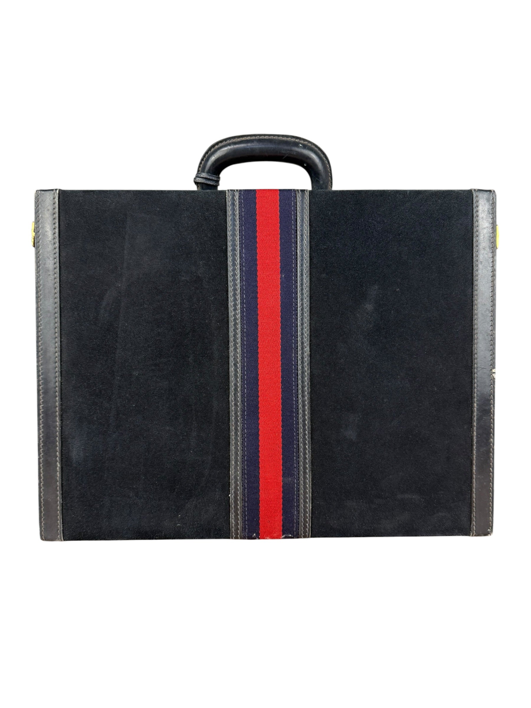 Gucci Navy Suede Vintage Briefcase