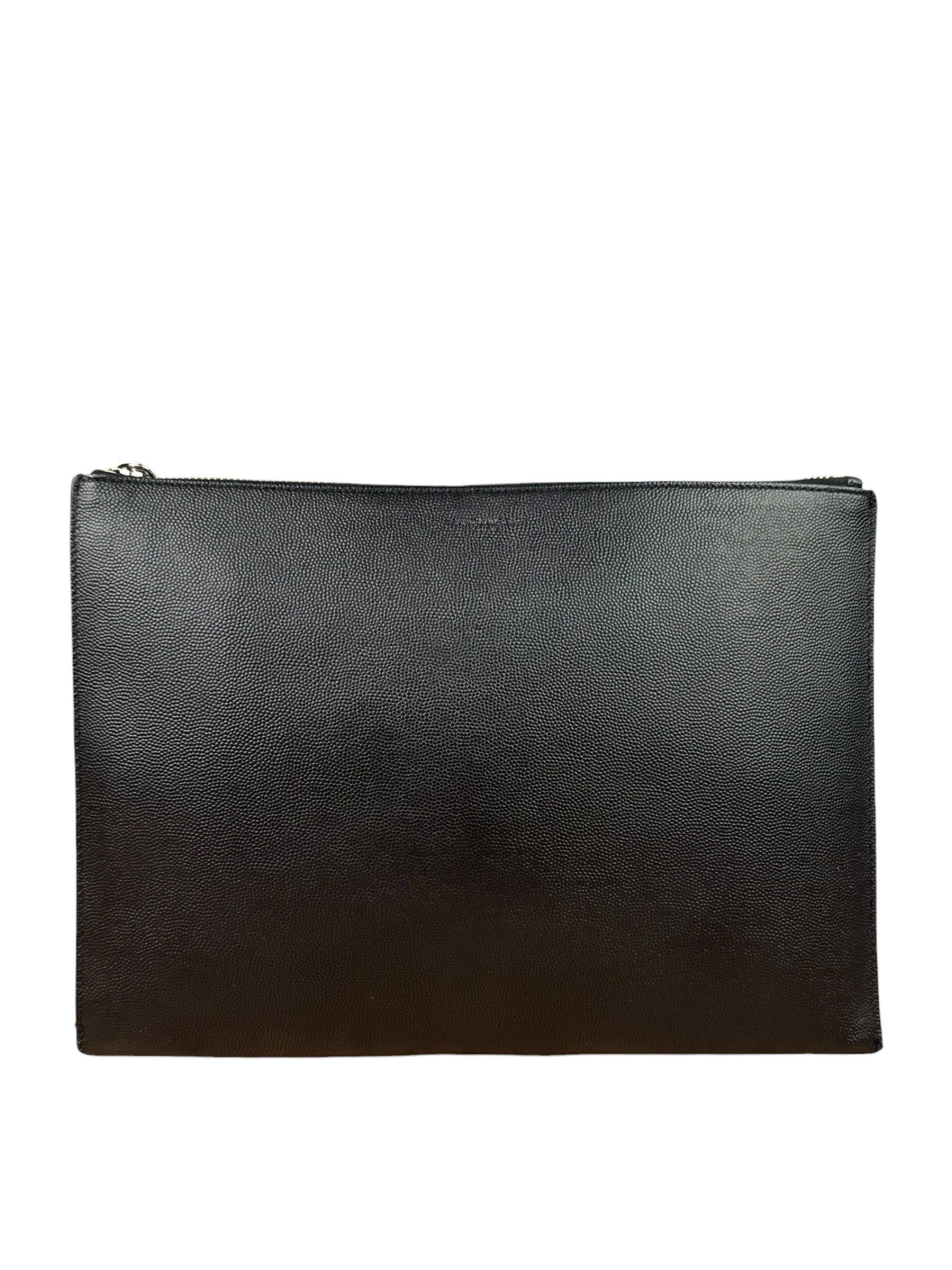 Yves Saint Laurent Black Grain De Poudre Zipped Tablet Holder