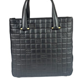 Chanel Vintage Black Leather Chocolate Bar Tote Bag 1992