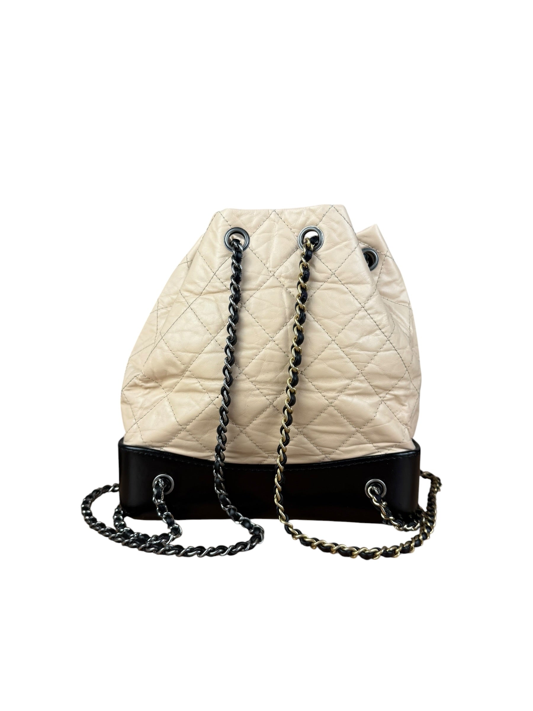 Chanel Beige Gabrielle Quilted Two-Tone Chain Backpack 2018
