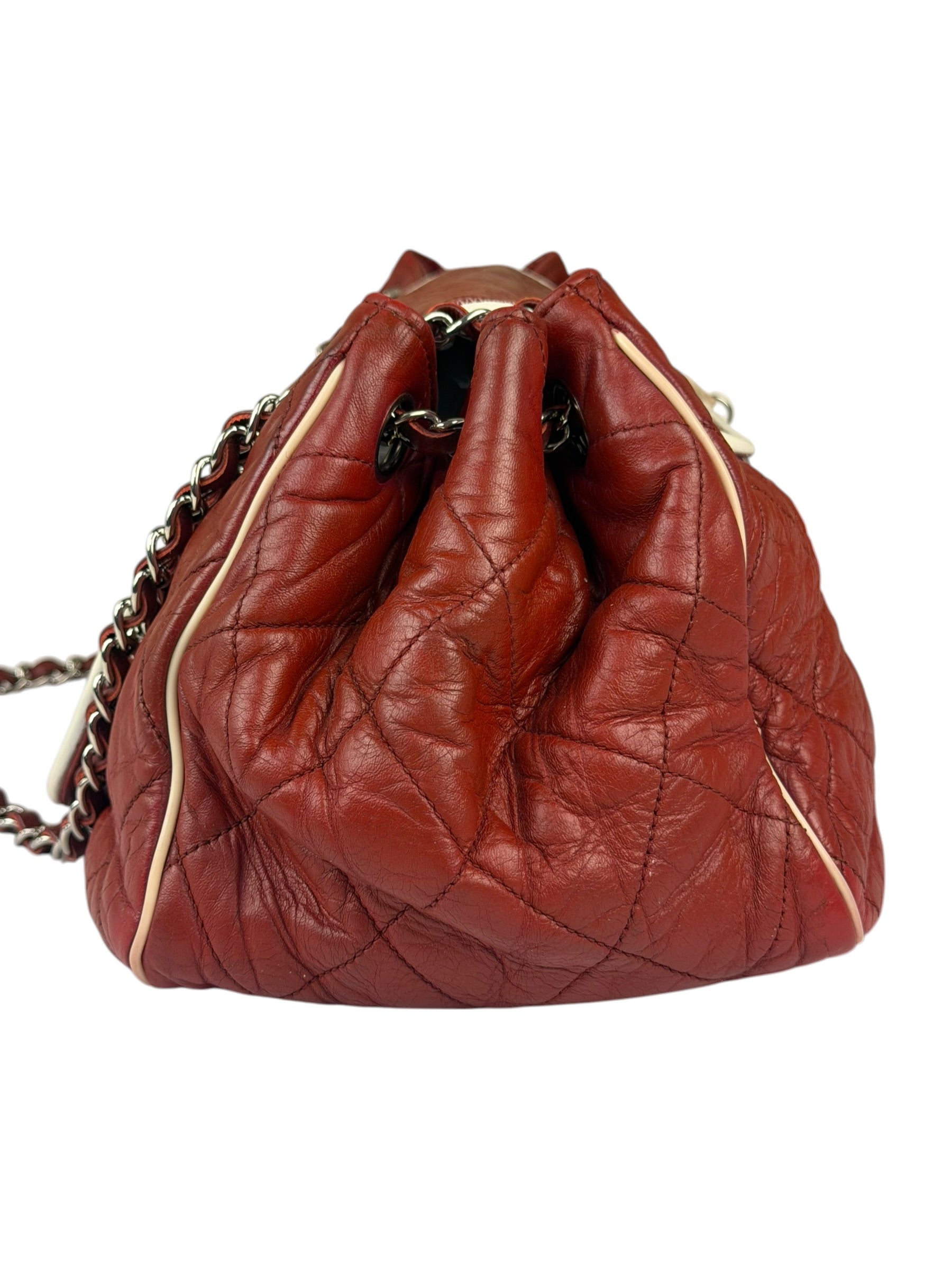 Chanel Burgundy East West Accordion Flap Bag