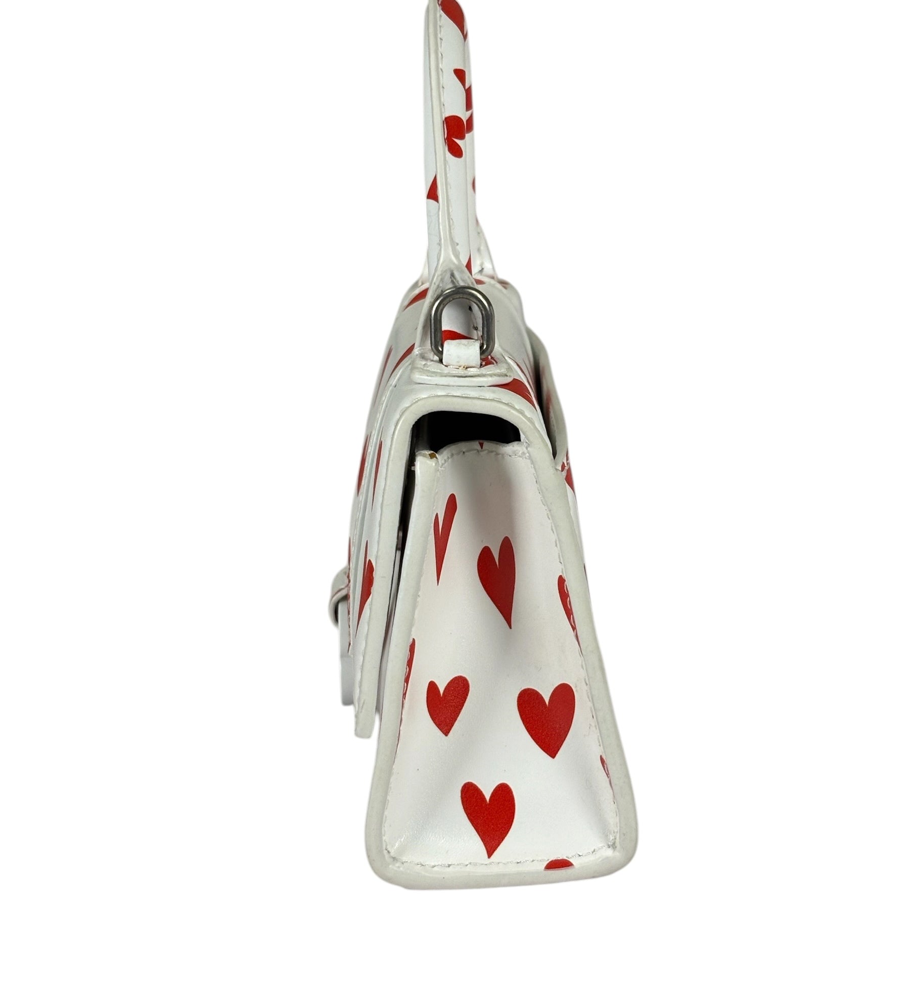 Balenciaga White Leather Hourglass Heart Nano Two-Way Bag