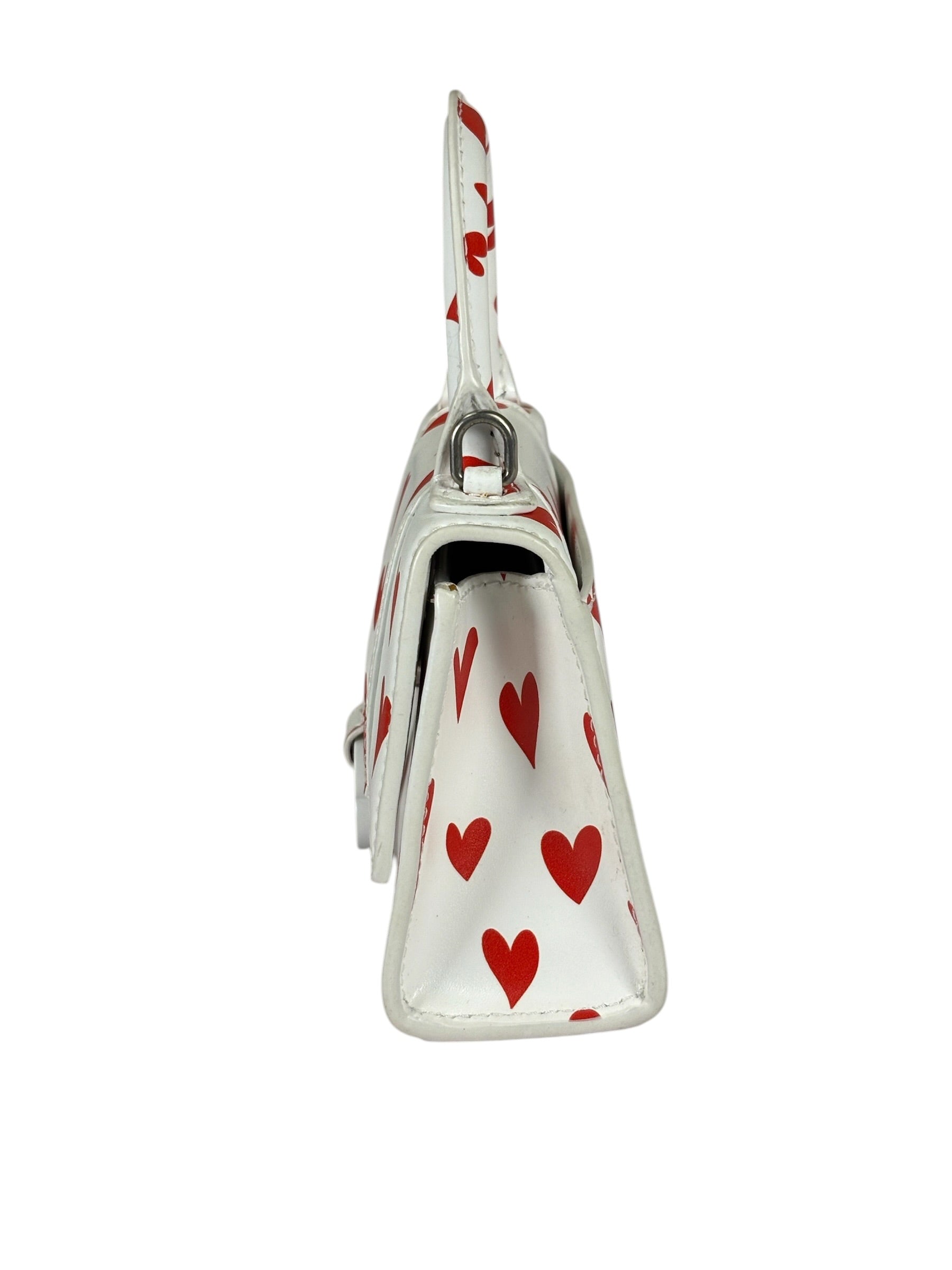 Balenciaga White Leather Hourglass Heart Nano Two-Way Bag