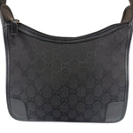 Gucci Black Canvas Leather Trim Shoulder Bag