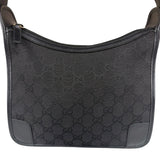 Gucci Black Canvas Leather Trim Shoulder Bag