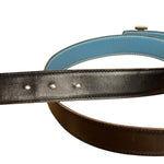 Hermes Tuareg H Solid Silver Buckle Black/Blue Belt