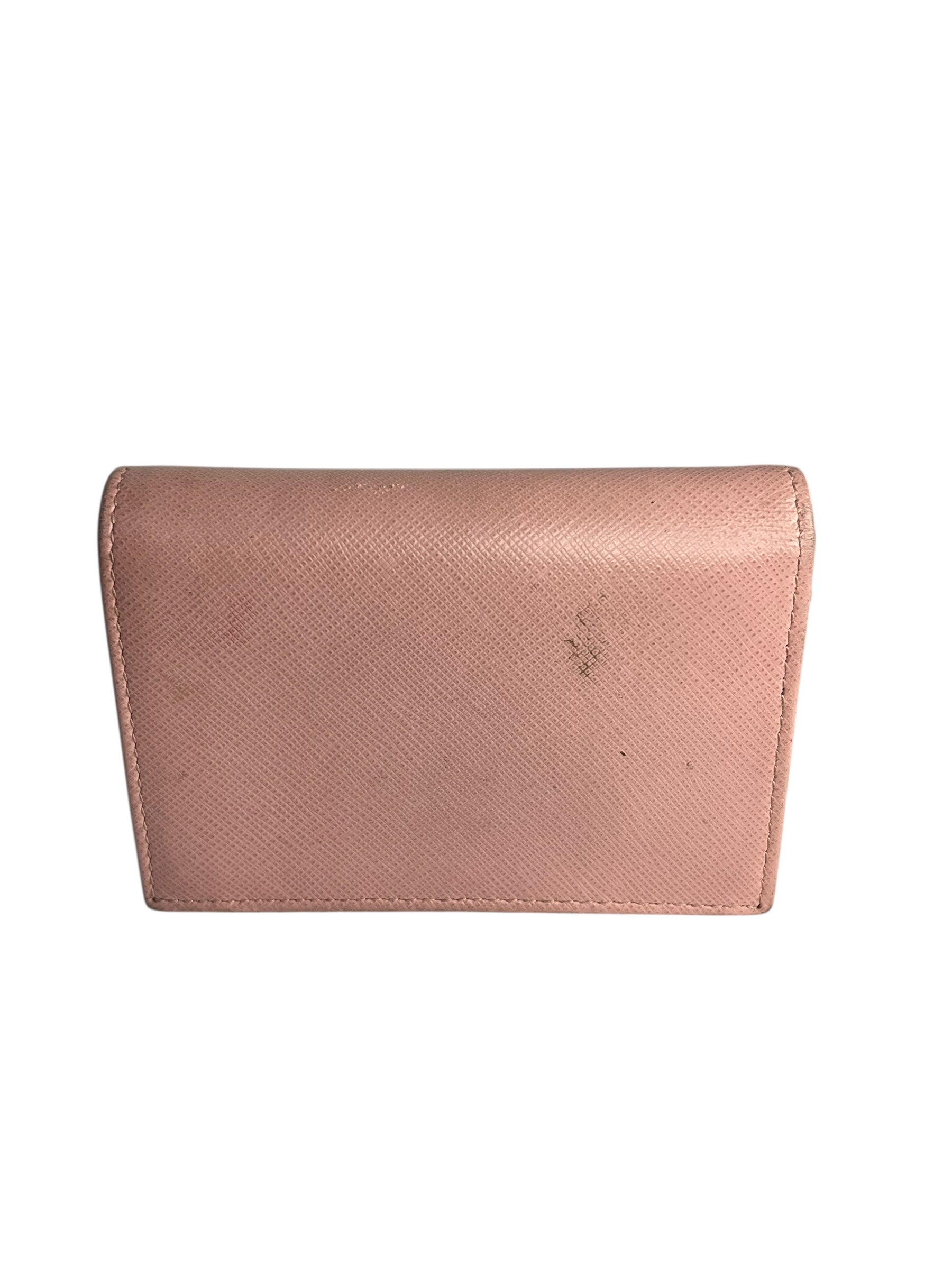 Prada Pink Saffiano Leather Compact Wallet