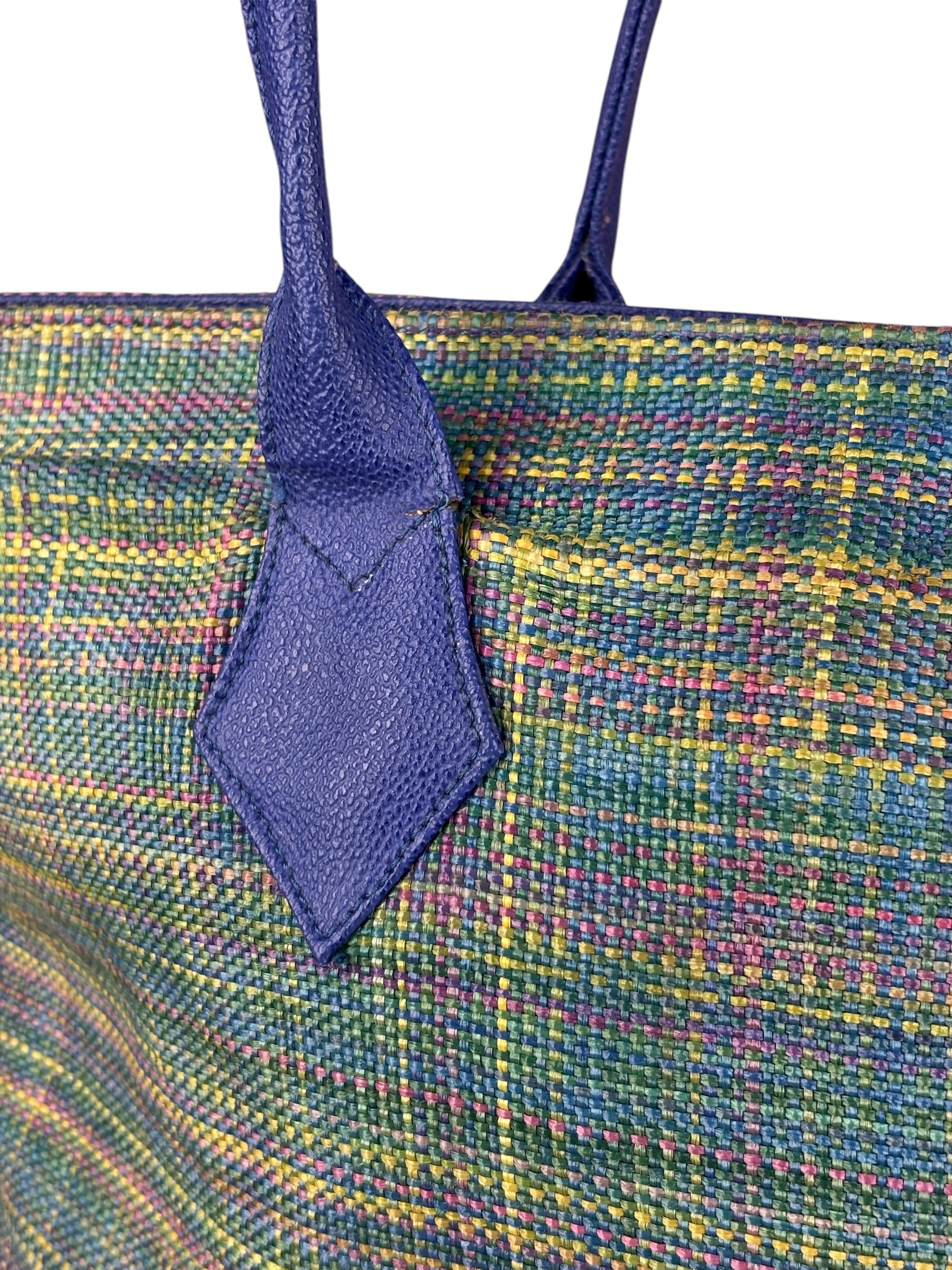 Vivienne Westwood Blue/Green Woven Plaid Saturn Shoulder Bag