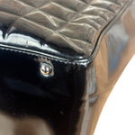 Chanel Vintage Black Patent Leather Chocolate Bar Tote Bag 2002