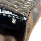 Chanel Vintage Black Patent Leather Chocolate Bar Tote Bag 2002