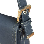 Fendi FF Wave Buckle Denim Baguette