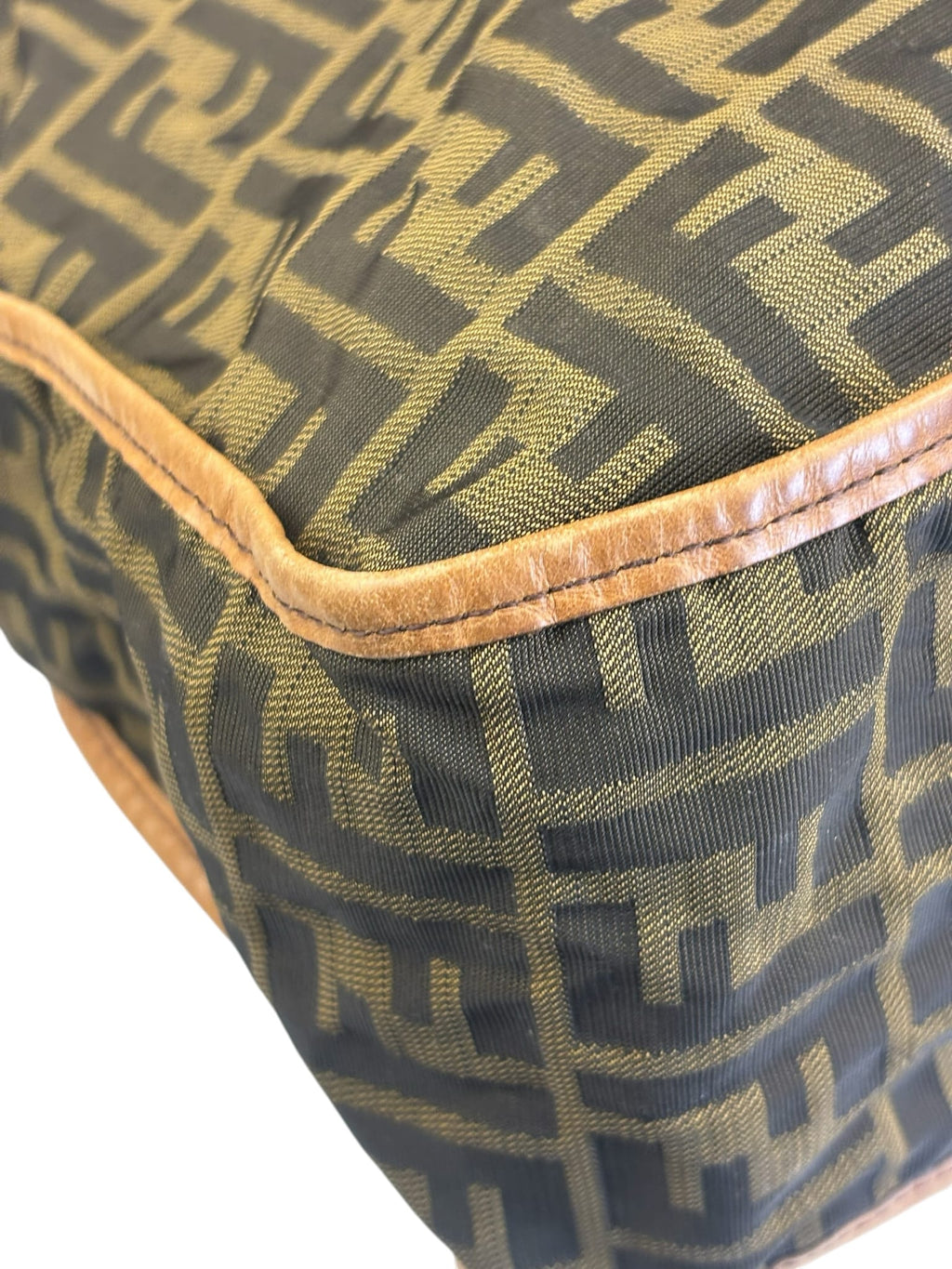 Fendi Zucca Print Brown Canvas Leather Trim Messenger Crossbody