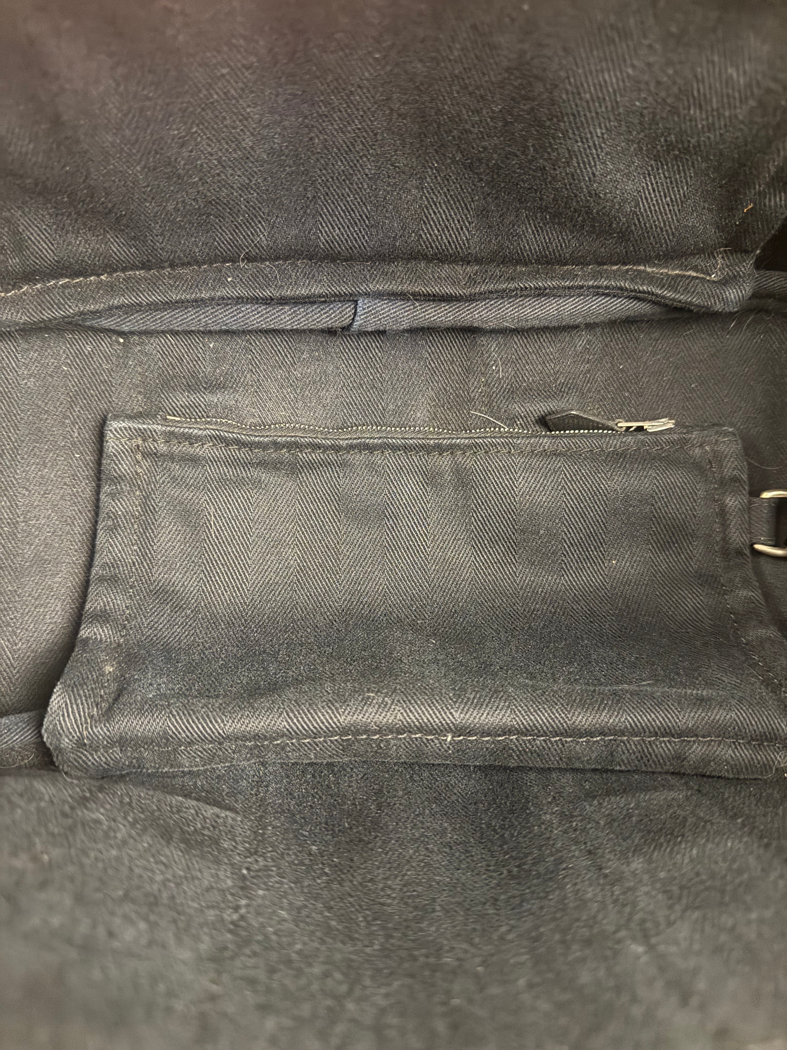 Hermes Black Canvas Leather Valparaiso Handbag