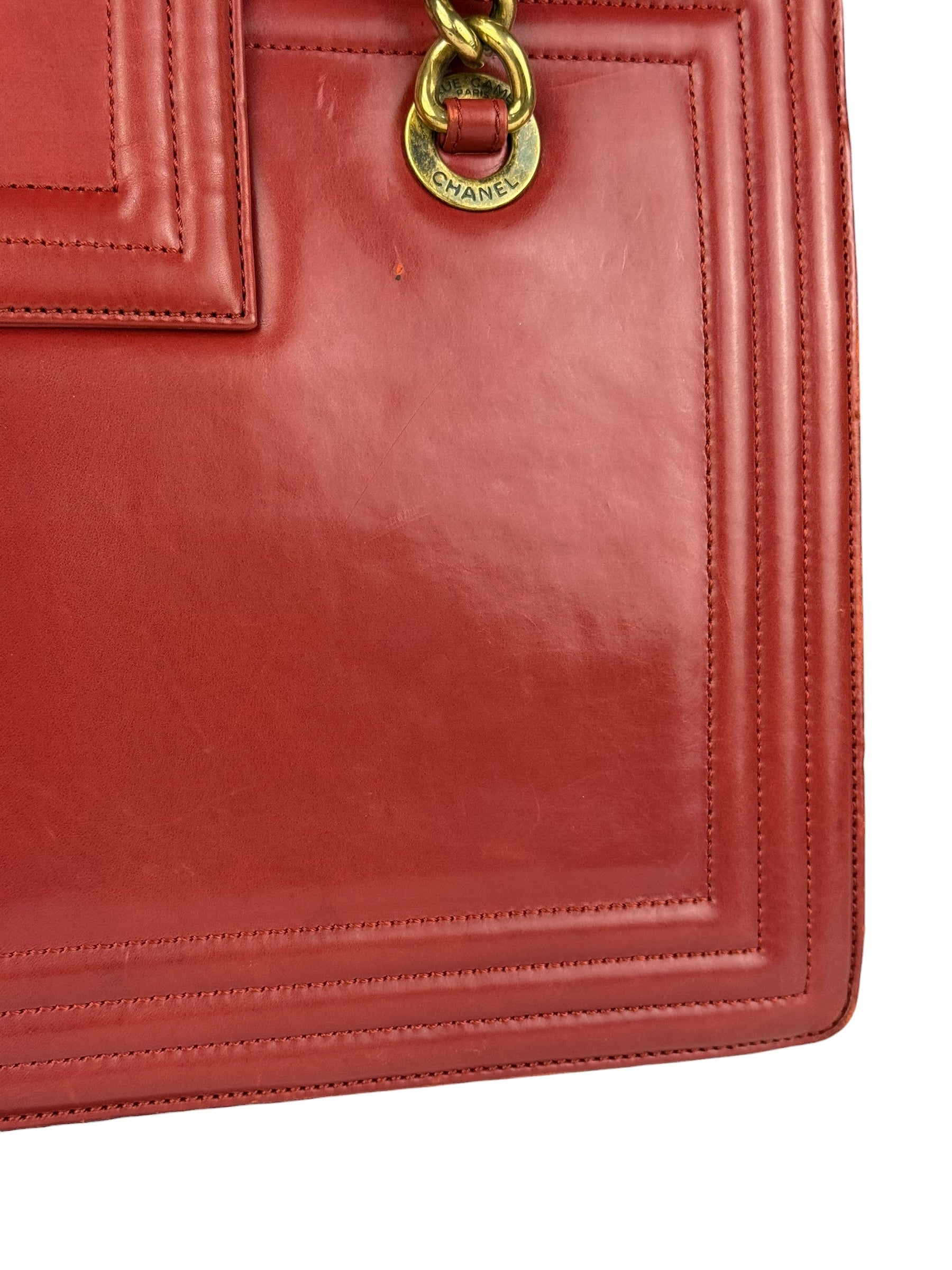 Chanel Red Leather Large Jetsetter Boy 2Way Handbag 2011