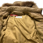 Balmain Beige Leather Puffer Fur Hooded Coat