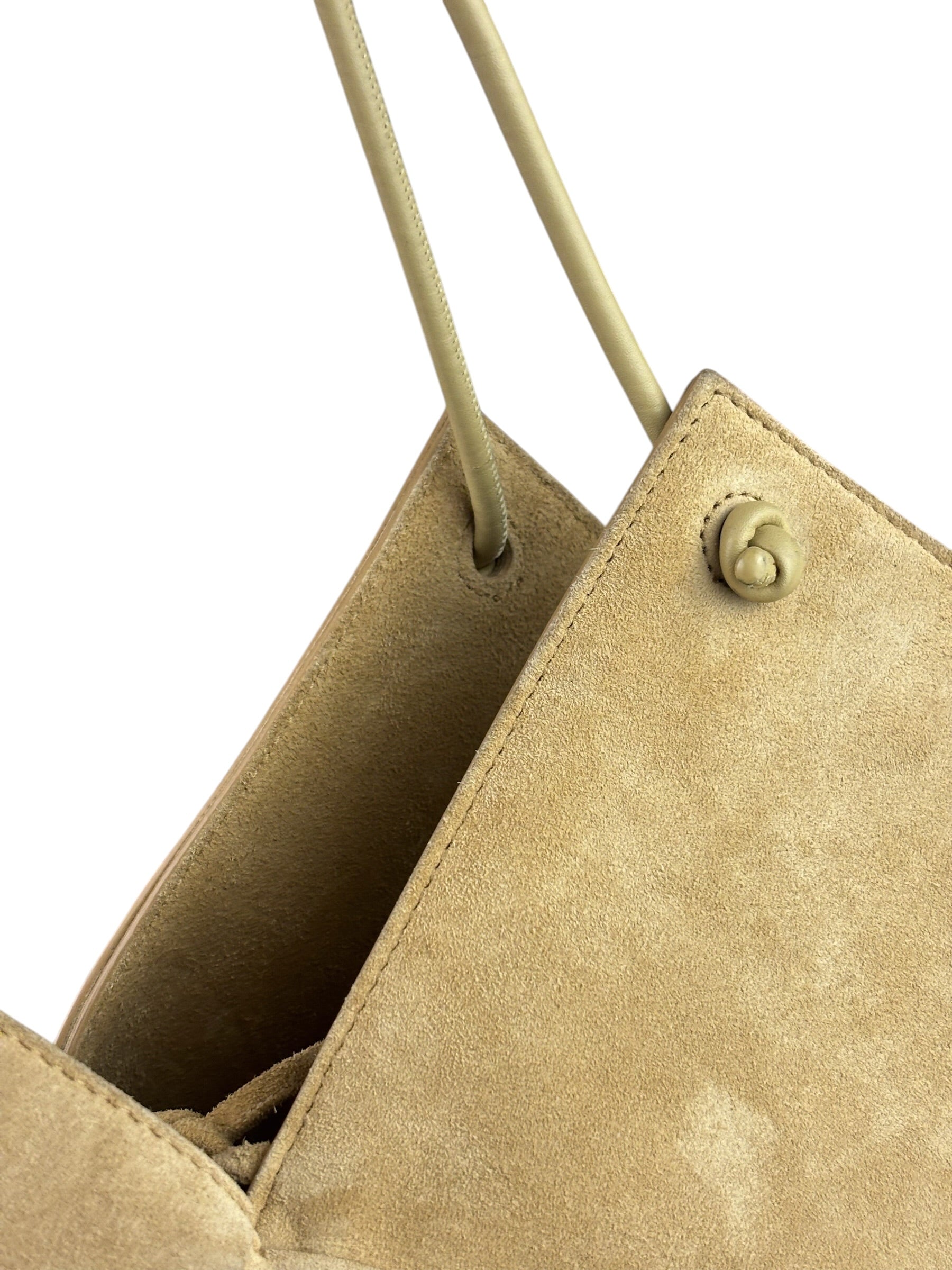 Bottega Veneta Beige Suede/Leather Trim Intrecciato Flower Basket Tote