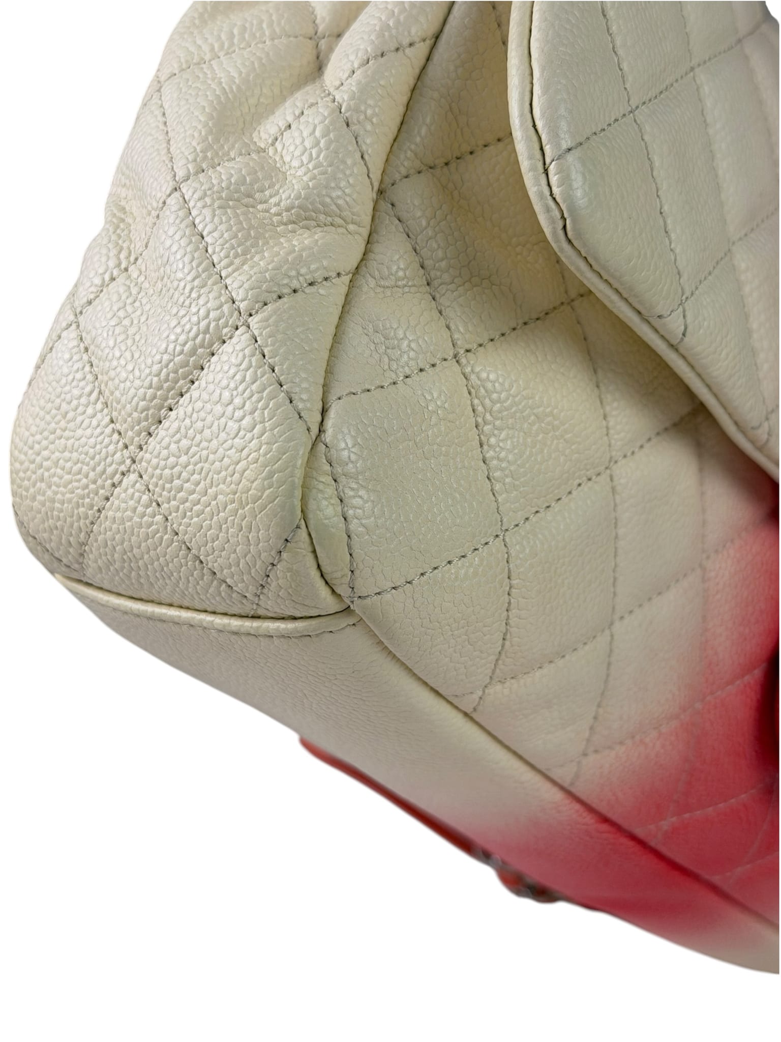 Chanel Quilted Caviar Ivory/Pink Ombre Jumbo Flap 2013
