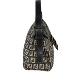 Fendi Black/Beige Leather Trim Zucca Mamma Baguette