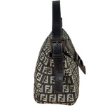 Fendi Black/Beige Leather Trim Zucca Mamma Baguette