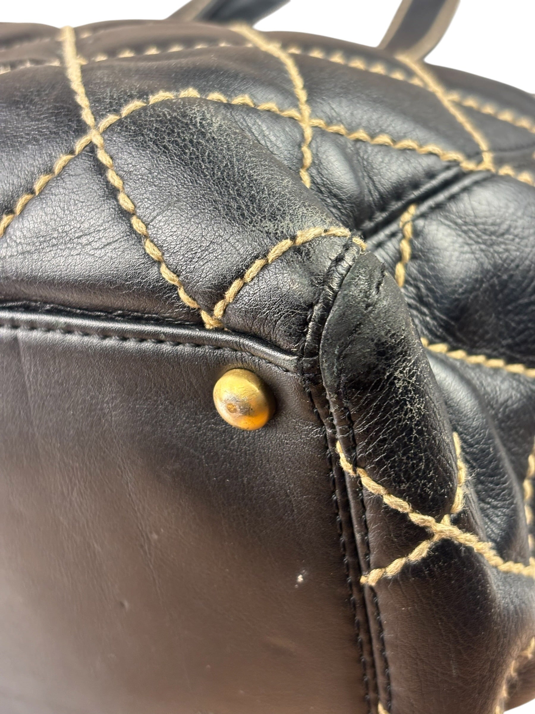 Chanel Black Leather Wild Stitch Surpique Tote 2005