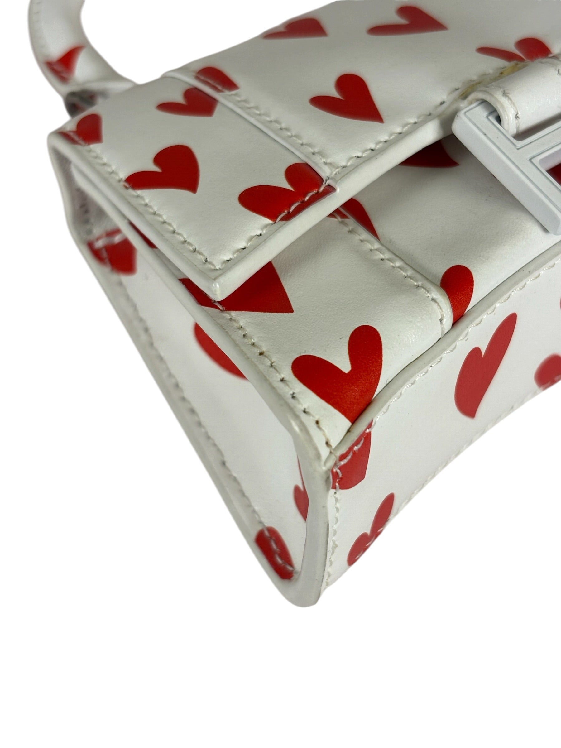 Balenciaga White Leather Hourglass Heart Nano Two-Way Bag