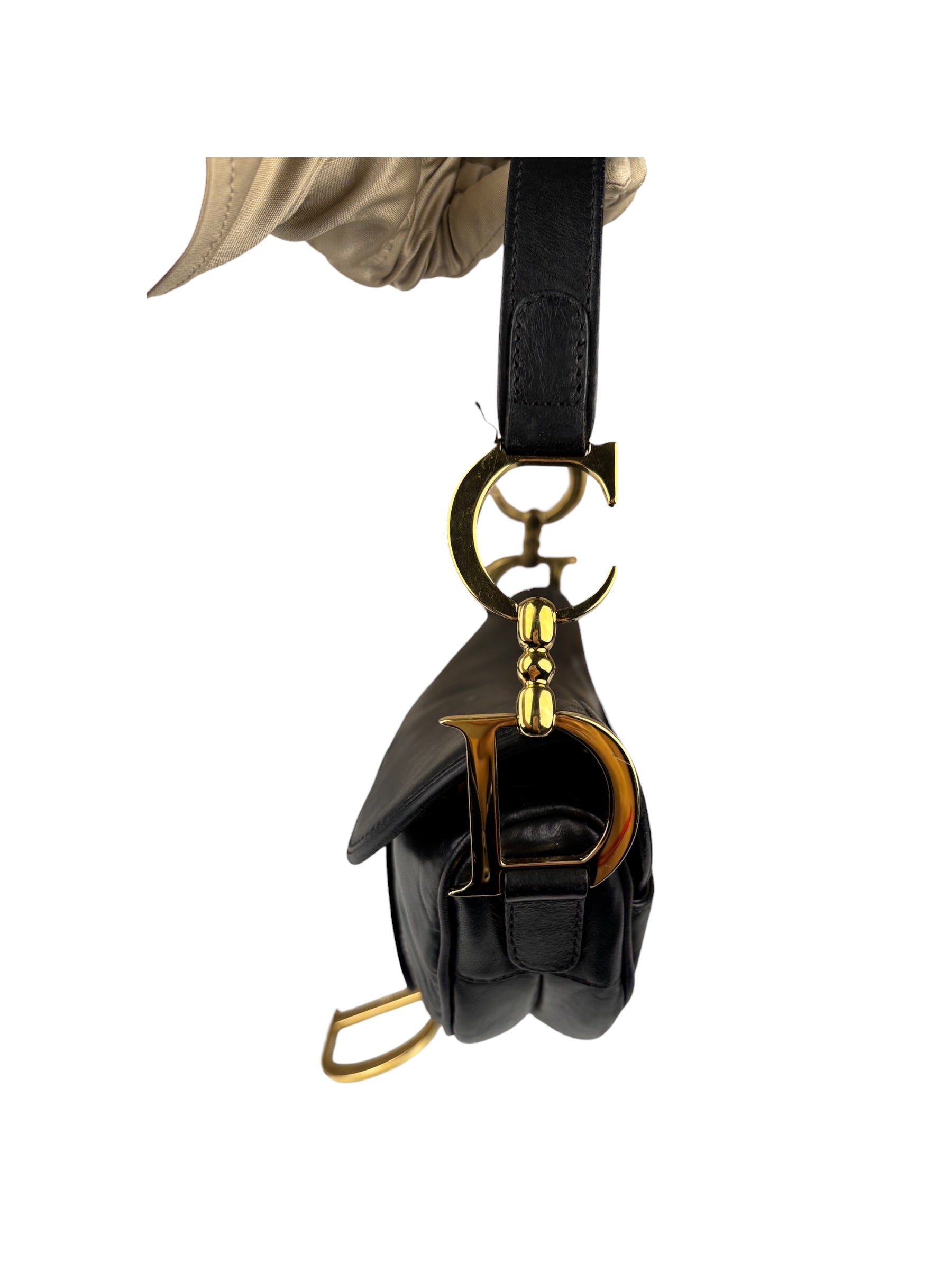 Christian Dior Black Calfskin Saddle Shoulder Bag