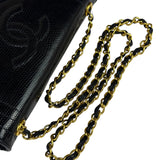 Chanel Black Lizard Leather Envelope Flap Bag 1986