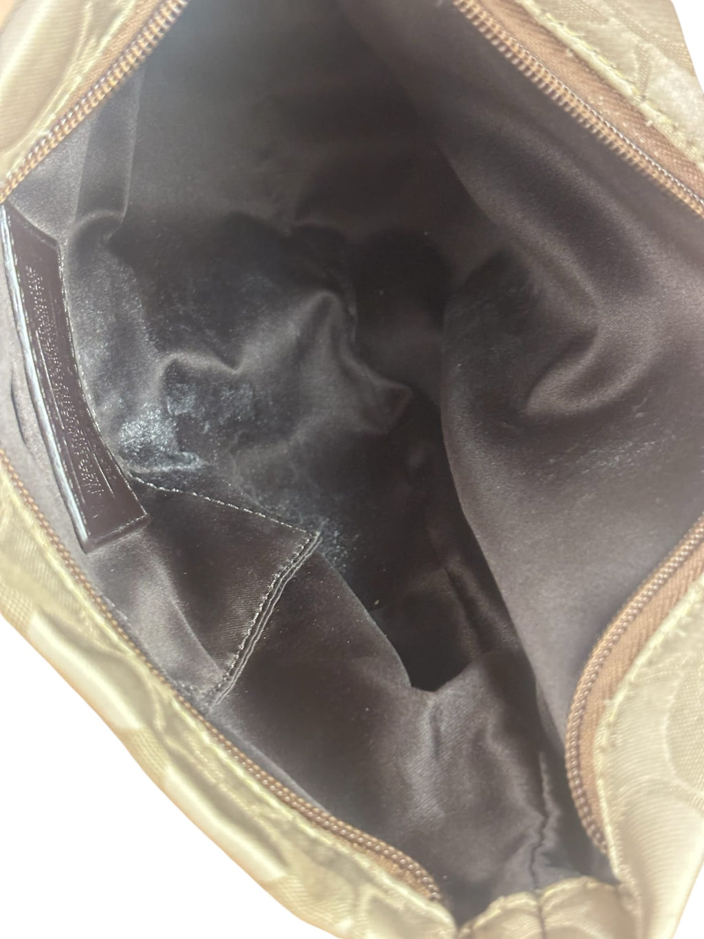 Coach Beige/Brown Leather Trim Signature Mini Carly Hobo Bag