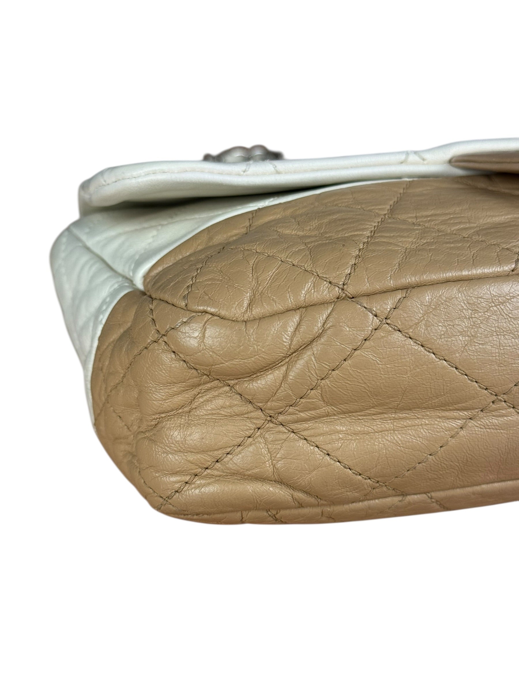 Chanel Bicolor Medium Leather Flap Bag Beige '08