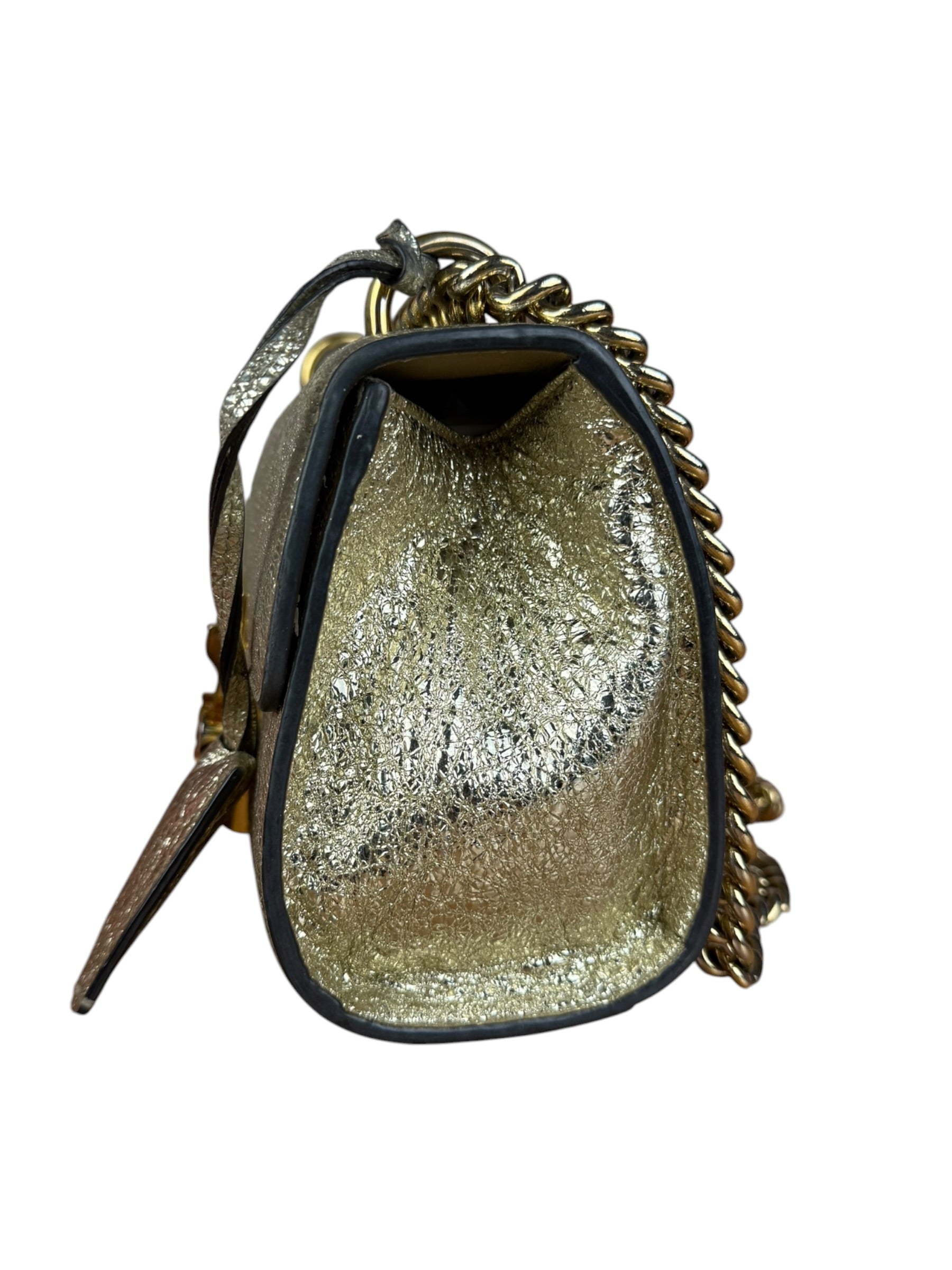 Gucci Gold Metallic Padlock Small Chain Shoulder Bag