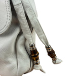 Gucci White Leather Bamboo Jungle Shoulder Bag