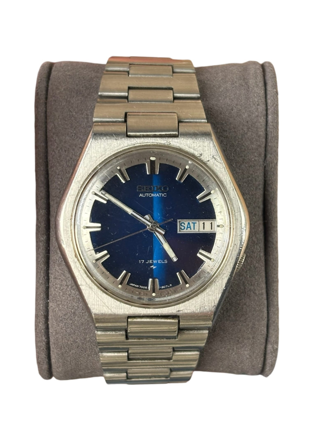 Seiko Automatic Blue Day-Date Stainless Steel