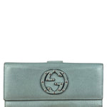 Gucci Light Blue GG Embellished Leather Long Wallet