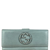 Gucci Light Blue GG Embellished Leather Long Wallet