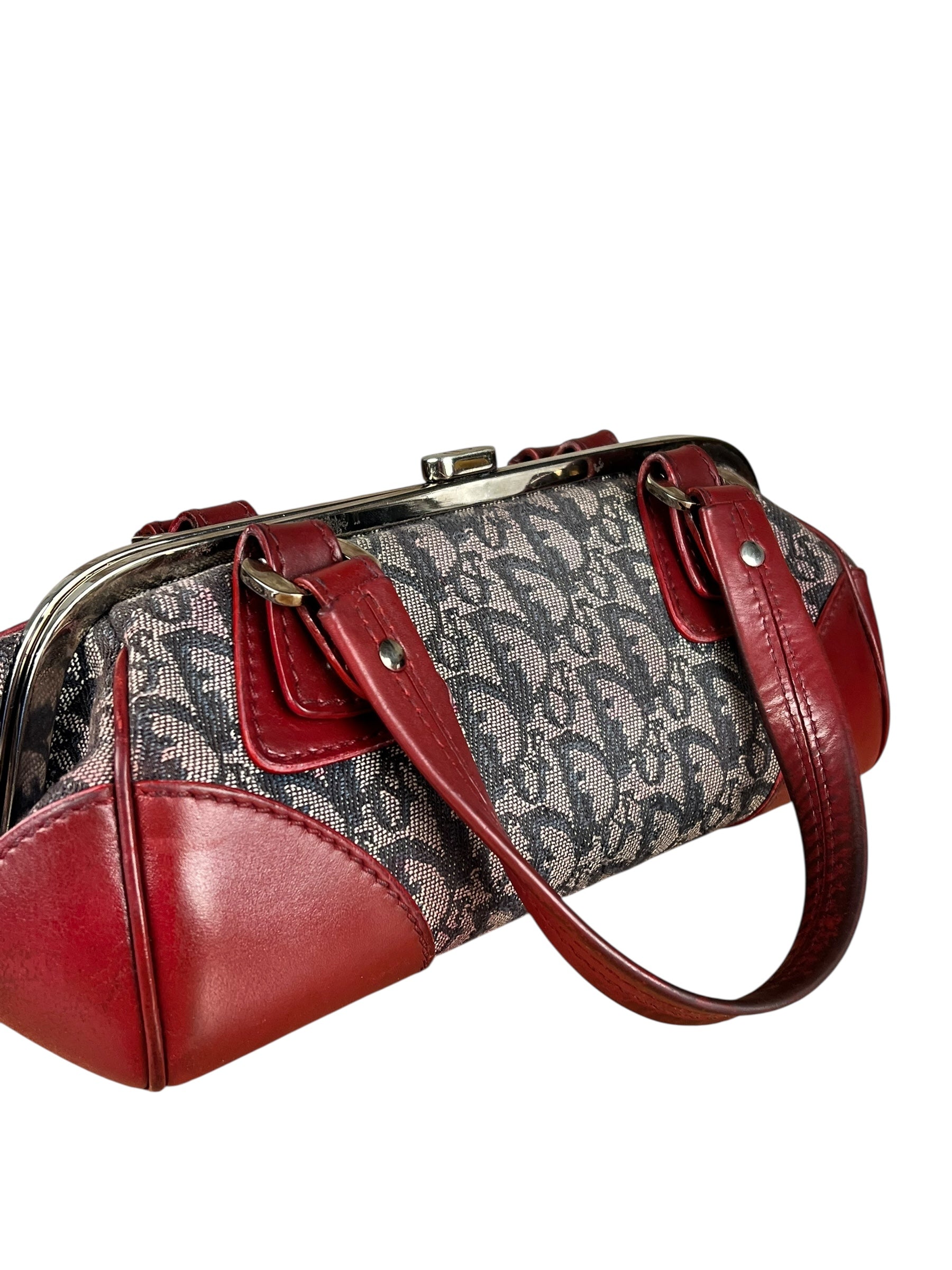 Christian Dior 2005 Doctor Bag Navy/Red Leather Trim